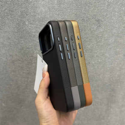 Alloy Lens Splice Leather Texture MagSafe Armor Case For iPhone 17 17Pro Max 16 Pro 15 14 13 Wireless Charging Magnetic PC Cover