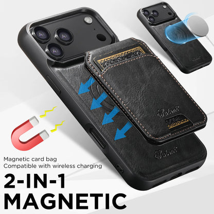 Magnetic Detachable Leather Wallet Case for iPhone 17 Pro Max 17 Air 17Pro Cover Shockproof Kickstand Card Holder Shell Fundas