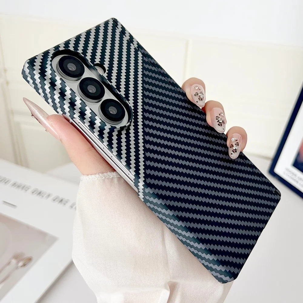 Luxury For Magsafe Magnetic Carbon Fiber Hinge Case For Samsung Galaxy Z Fold 7 6 5 Ultra Thin PC Protection Cover For ZFold7