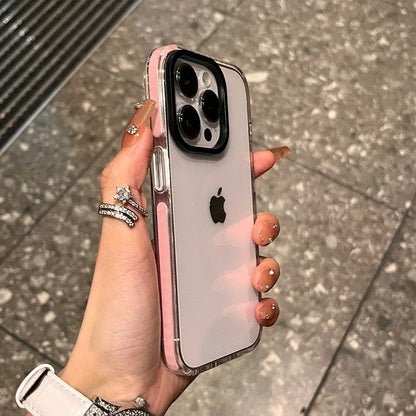 Luxury Transparent Airbag Phone Case For iPhone 17 16 15 14 13 12 11 Pro Max Plus 17 Air Contrasting Bumper Shockproof TPU Cover