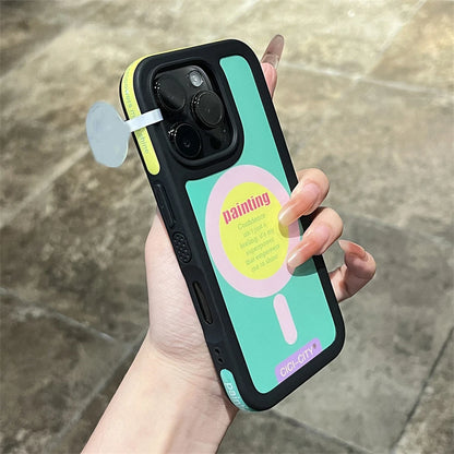 Dopamine Magnetic Clash Color Bumper Case for iPhone 16 15 14 Pro Max for Magsafe Candy Contrast Color Shockproof Cover Funda