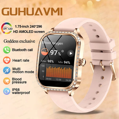 2025 Fashion Smart Watch Women AMOLED Curved Screen IP68 Waterproof Health Call Smartwatch Watch Ladies Fashion Gift
