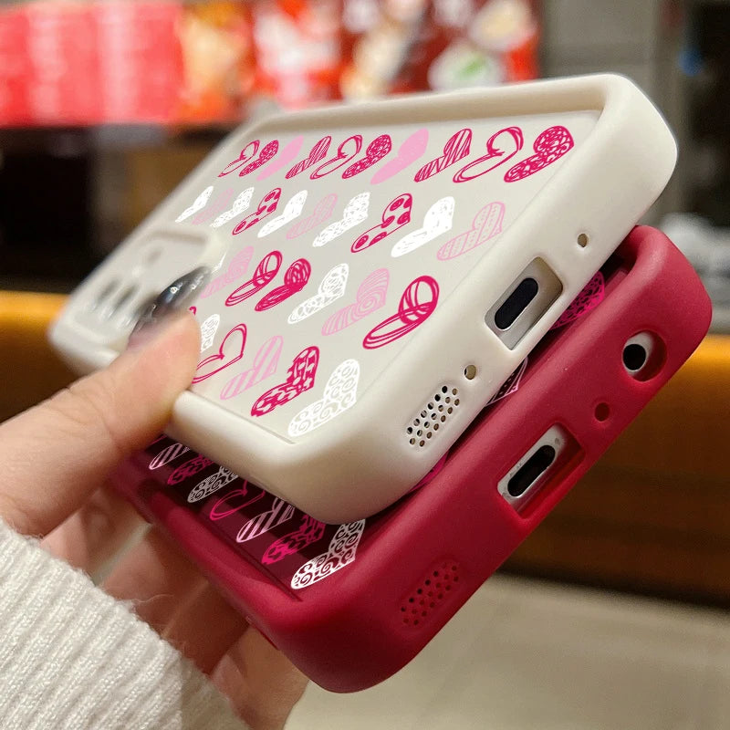 Love Heart Pattern Soft Case For Samsung Galaxy S25 Edge S24 S25 FE S23 S22 Ultra A17 A56 A16 A54 A35 A15 A55 A26 5G Phone Cover