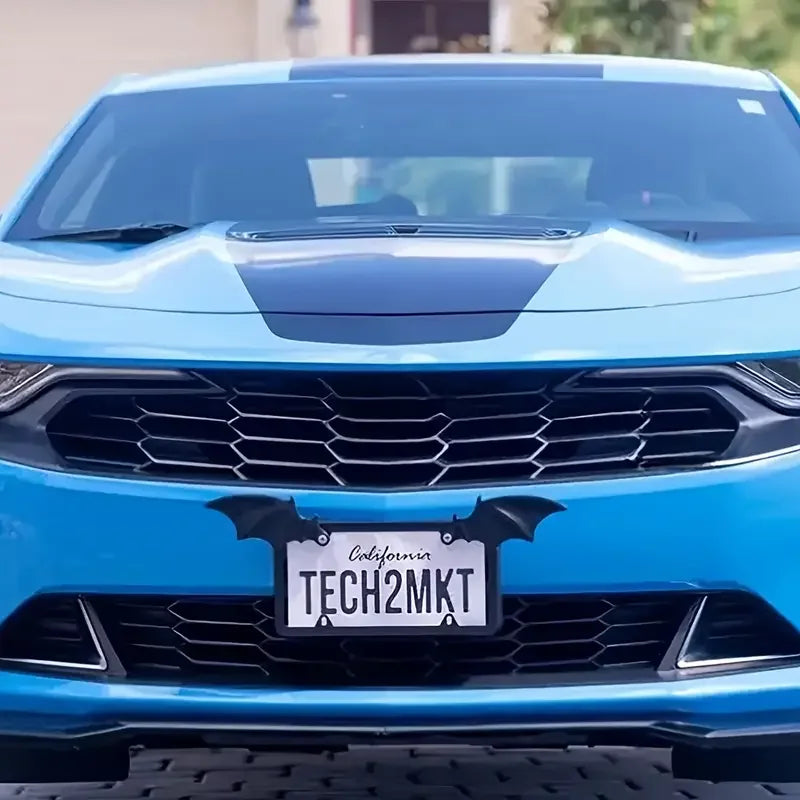 Black Batwing Car License Plate Covers & Frames Decoration - Durable Plastic, Ideal Gift for Horror Vampire Theme Lovers