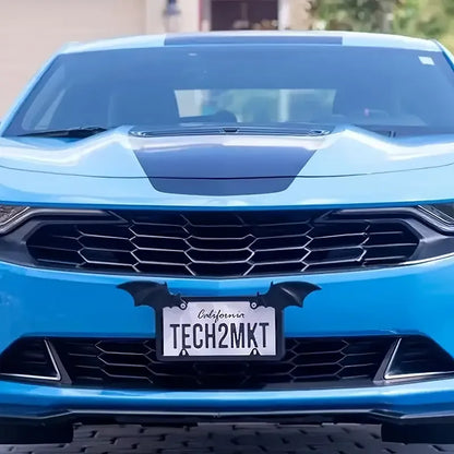 Black Batwing Car License Plate Covers & Frames Decoration - Durable Plastic, Ideal Gift for Horror Vampire Theme Lovers