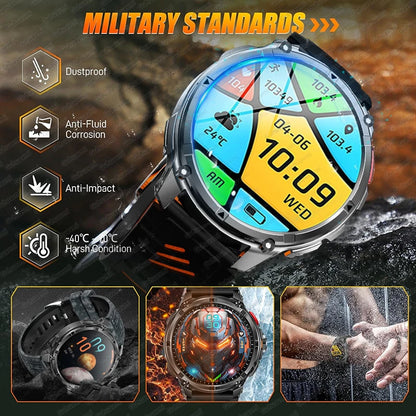 2026 New T-Rex 3 Ultra 1100mAh Military Smart Watch Men 5ATM Waterproof 1.7" AMOLED Screen Bluetooth Call Compass LED Flashlight