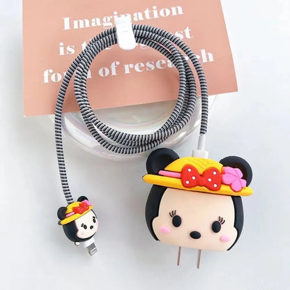 4Pcs/set Cable Protector for iPhone / iPad 18W/20W Charger Protection Cute Cartoon Protector Spring Cable Winder Accessories