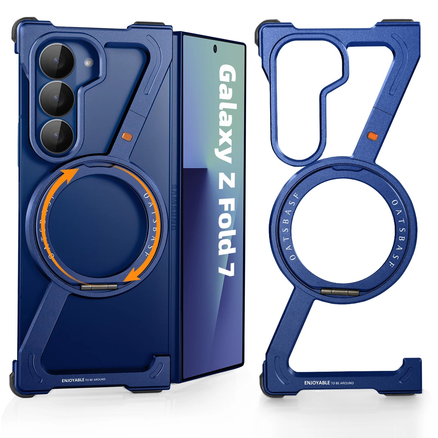 Eary Frame Case for Samsung Galaxy Z Fold 7 Magsafe with 360°Rotation Magnetic Stand Metal Phone Case Shockproof Protector Cover