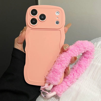 Liquid Silicone Plush Wrist Strap Case For iPhone 17 16E 15 14 13 12 11 Pro Max Plus 6 7 X XR XSMAX Anti-Slip Soft Bumper Cover
