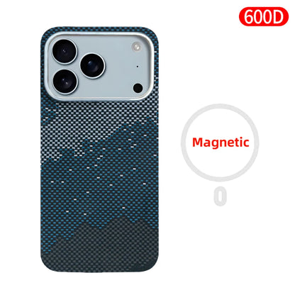For iPhone 17 pro max case carbon 600d kevlar aramid fiber magsafe fabric thin hard 17 Air cover magnetic balck Slim light red