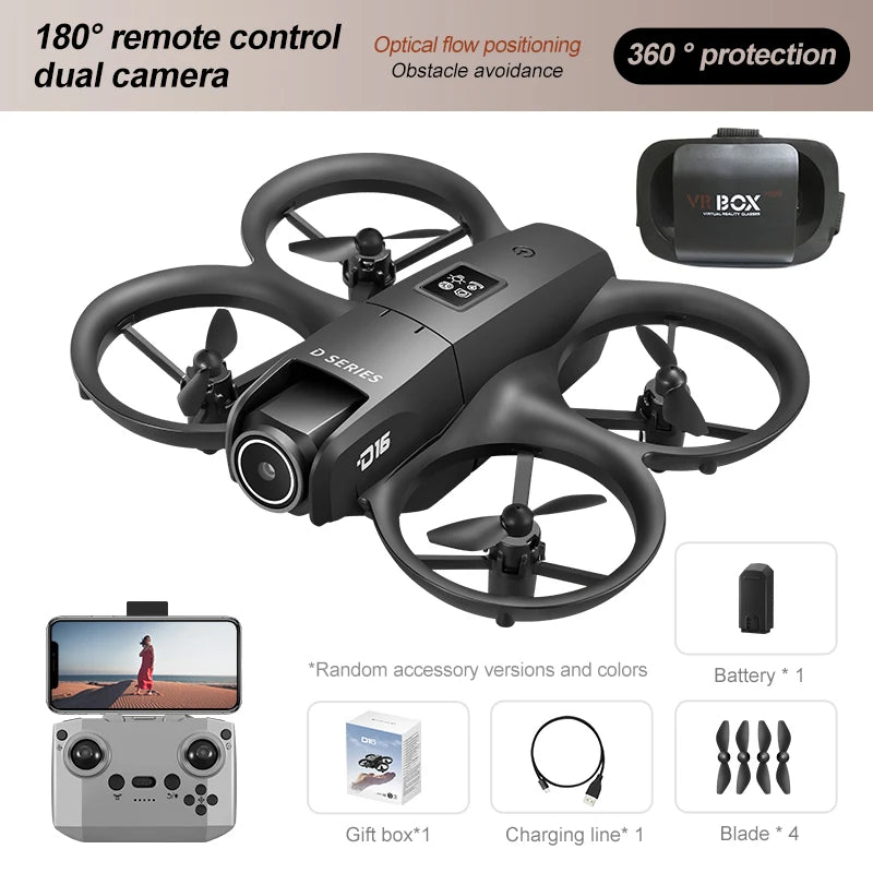 New D16 Mini Drone Dual Camera 8K HDAerial Aircraft Obstacle Avoidance UAV Fixed Remote Control Airplane Gift Toys 20000M