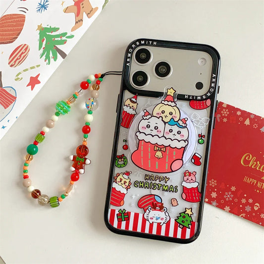 Cute Christmas Tree Cartoon With Magsafe Stand Kawaii Phone Case for iPhone 17 Pro 11 12 13 14 plus 15 16 Pro Max Cute Cover