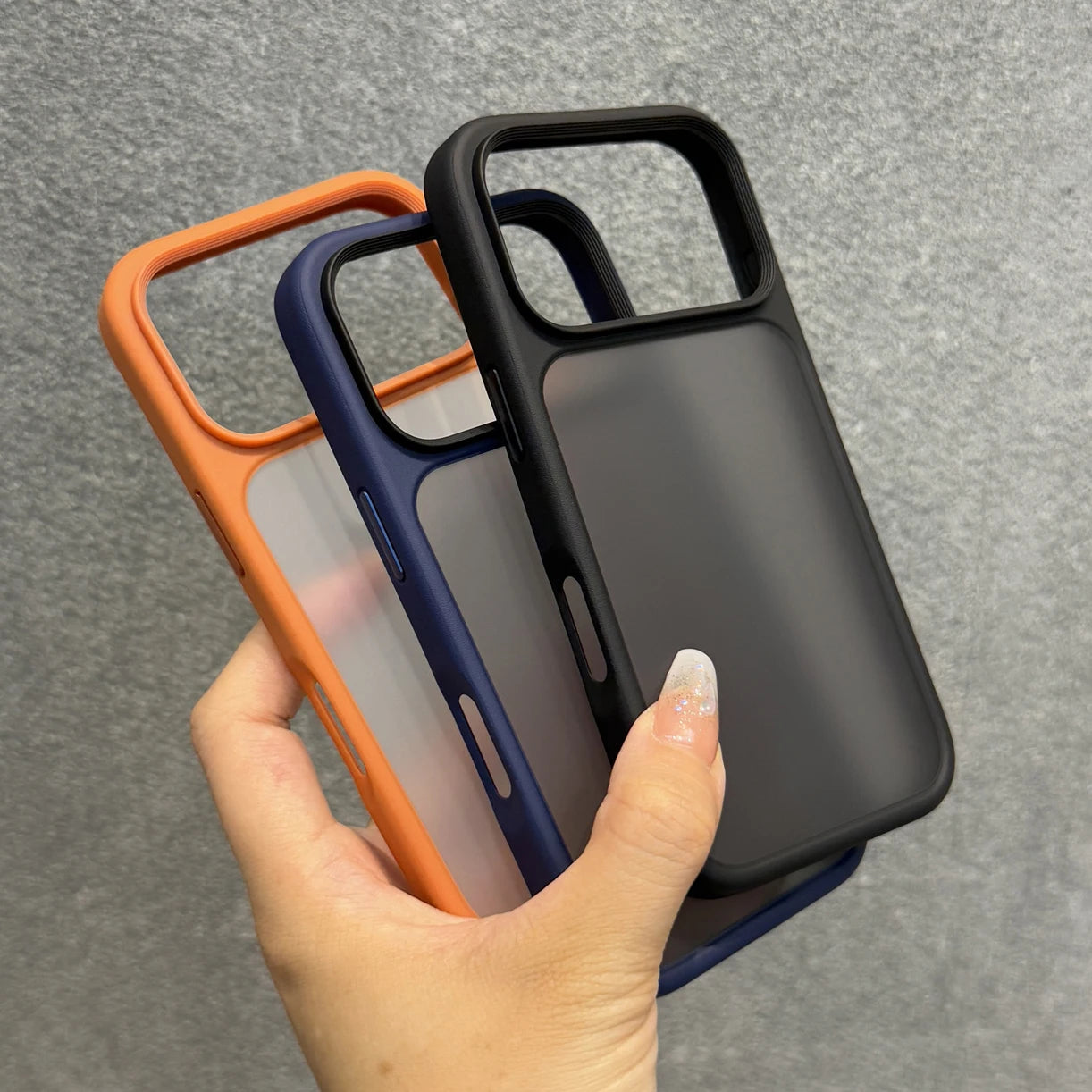 Luxury Orange Matte Transparent Phone Case For iPhone 17 Pro Max 17Pro 17 Metal Buttons Skin Feel Shockproof Protective Cover