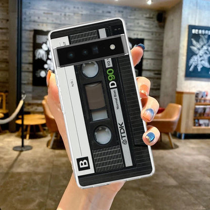 Phone Case For Google Pixel 9 8 7 6 9A 8A 7A 6A 5 4 5A 4A 3A Pro XL Soft Clear TPU Transparent Cover vintage Cassette Tape