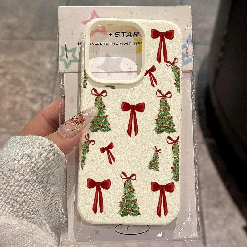 Butterfly Christmas Tree Printed Phone Case, suitable for iPhone 17, 16, 15, Plus, Pro, Max series phones - ideal for giving as