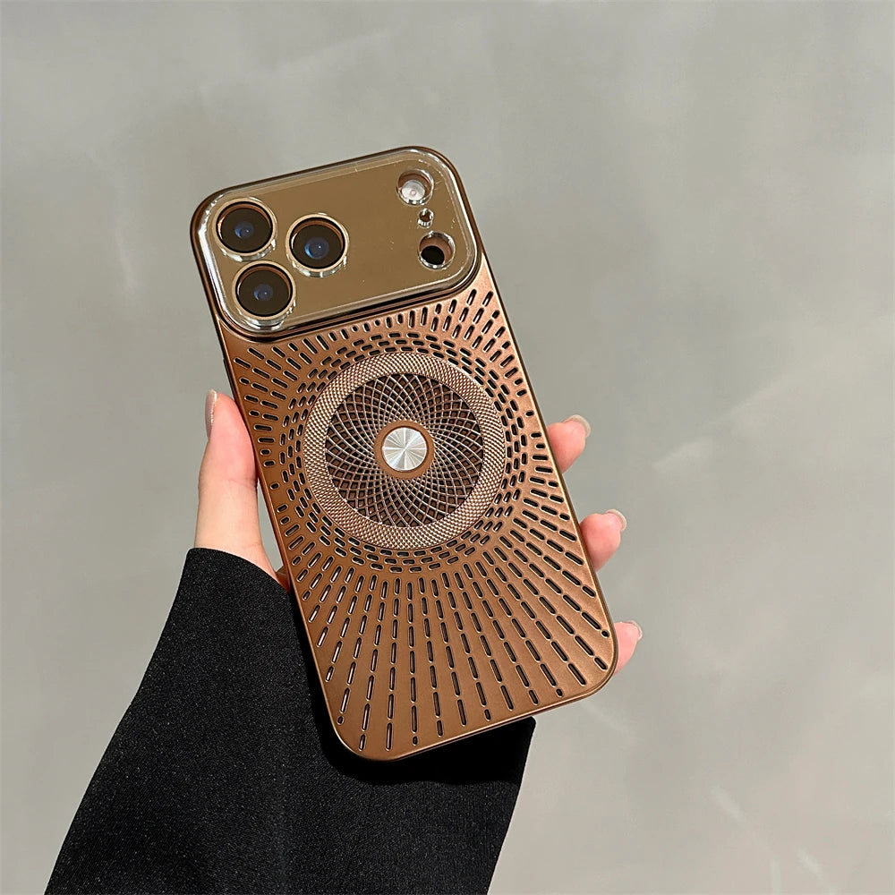 Large Window Litchi Texture For Magsafe Magnetic Case For iPhone 17 16 15 14 13 12 11 Pro Max Plus Air Rotating Bracket Cover