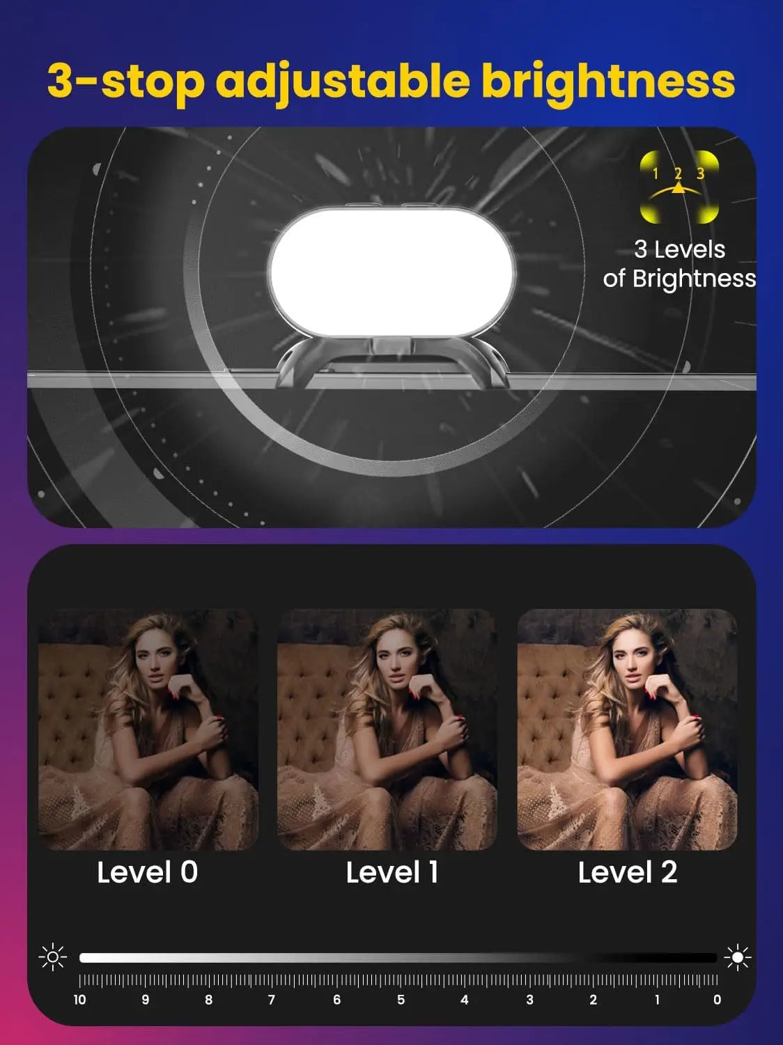 AOCHUAN Mini RGB Magnetic Fill Light 3-stop Brightness 7 Color Adjustment Gimbal LED Video Photography Light for Phone Selfie