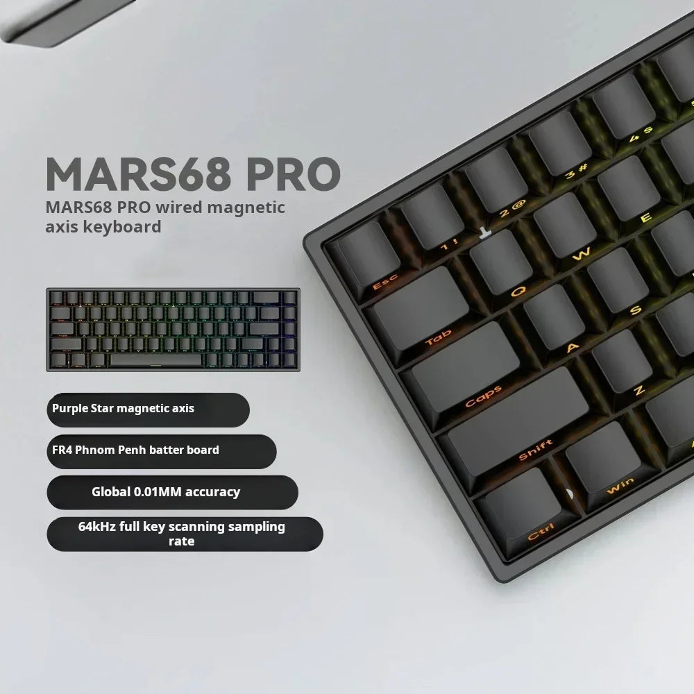 IROK Mars68 PRO Magnetic Switch Gaming E-sport Wireless Mechanical Keyboard RGB Long Battery Custom Hot Swap Gaming Accessories