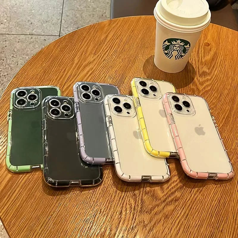 Luxury Transparent Shockproof Phone Case For iPhone 11 12 13 14 15 16 Pro Max X XS XR 7 8 Plus Clear Night Light Bumper Cover