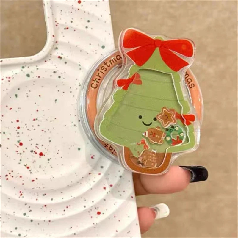 Cute Quicksand Christmas Cartoon Magnetic Holder Grip Tok Griptok Phone Stand Holder Support For iPhone For Pad Magsafe Smart To