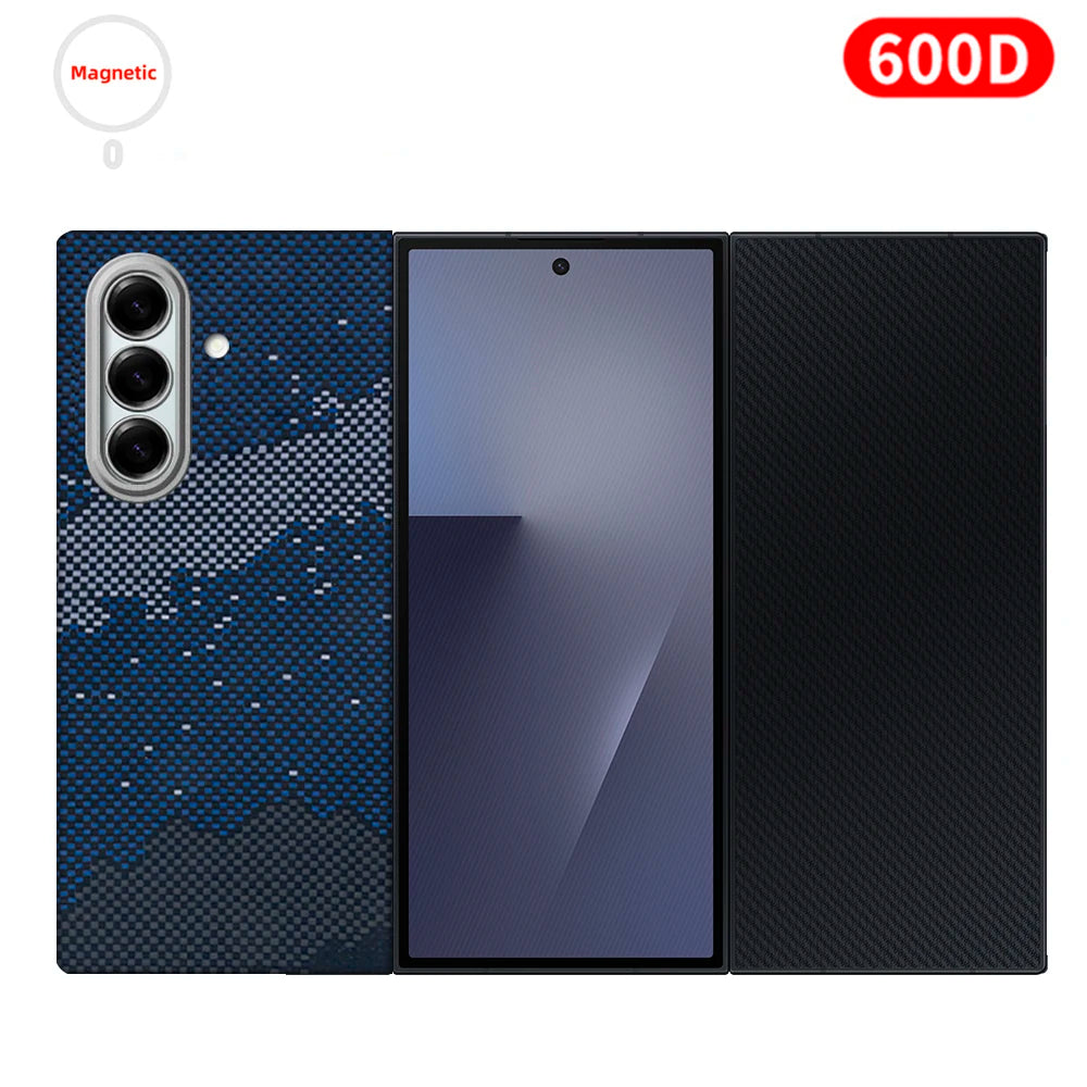 For samsung galaxy z trifold aramid case 600d kevlar carbon aramid fiber fabric thin hard cover magnetic balck Slim light premiu