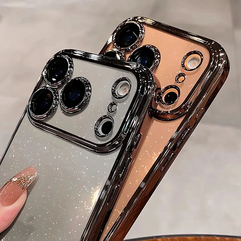 For iPhone 17 Air 17 Pro Max Luxury Case New Camera Protector Glitter Bling Clear PC Cover for iPhone 13 12 11 14 15 16 Pro Max