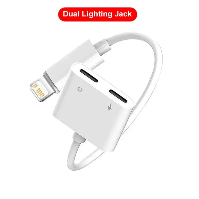 Audio Adapter For iPhone 14 13 12 11 Pro Max Aux Jack Headphone 3.5 mm To Headphone Jack Charger Splitter Converter Accessories