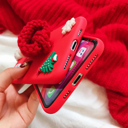 DIY Christmas Santa Claus 3D Reindeer Tree Case For iPhone 13 12 11 14 15 Pro Max 12 13 Mini 7 8 Plus XS Max X XR SE Tpu Cover