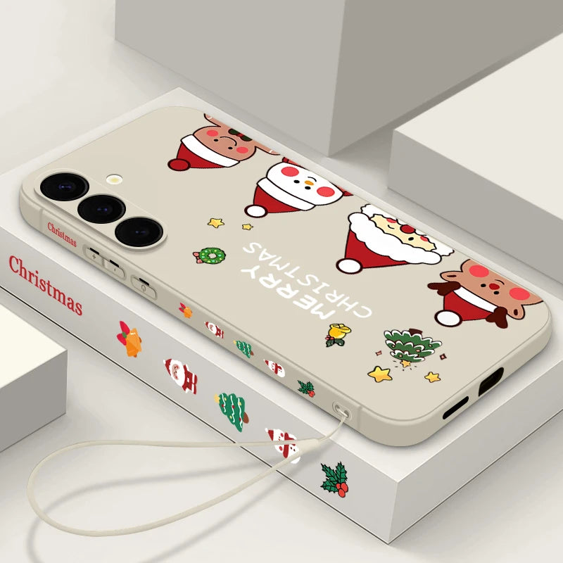 Christmas Snowman Magnetic Lanyard Case For Samsung Galaxy S23 S24 Ultra S22 Plus S21 S24 FE For Magsafe Wireless Charge Cover