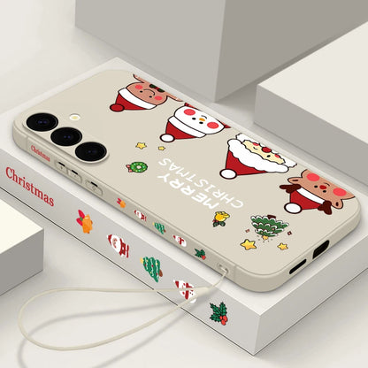 Christmas Snowman Magnetic Lanyard Case For Samsung Galaxy S23 S24 Ultra S22 Plus S21 S24 FE For Magsafe Wireless Charge Cover