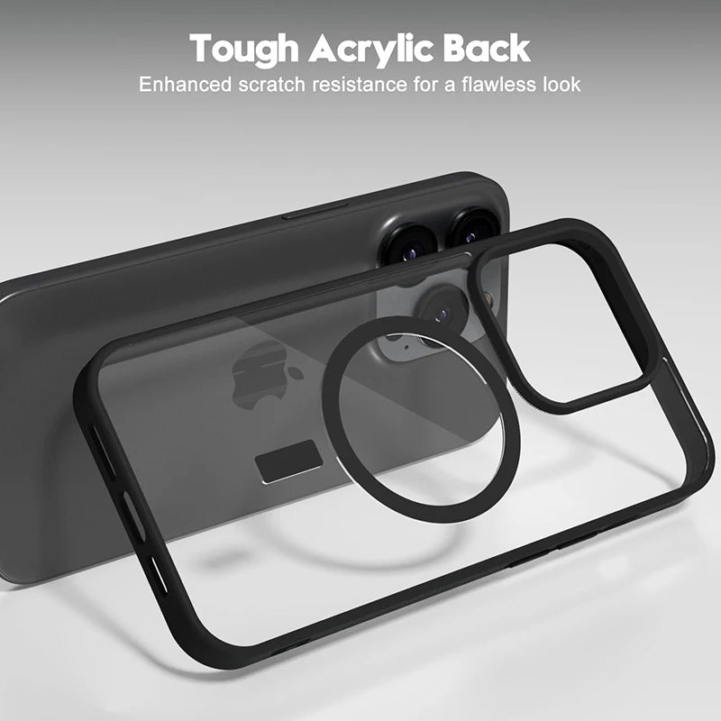 Luxury Strong Magnetic Magsafe Hard Case for iPhone 16 15 14 13 12 11 Pro Max Plus Transparent Matte Slim Shockproof Cover