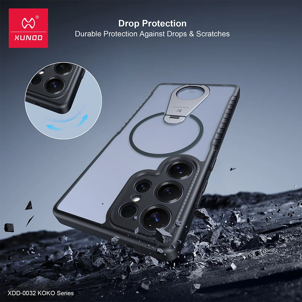 Xundd For Samsung Galaxy S25 24 23 Ultra Case with Adjustable Kickstand Magnetic Case,Anti-Slip Anti-fingerprint Matte Cover