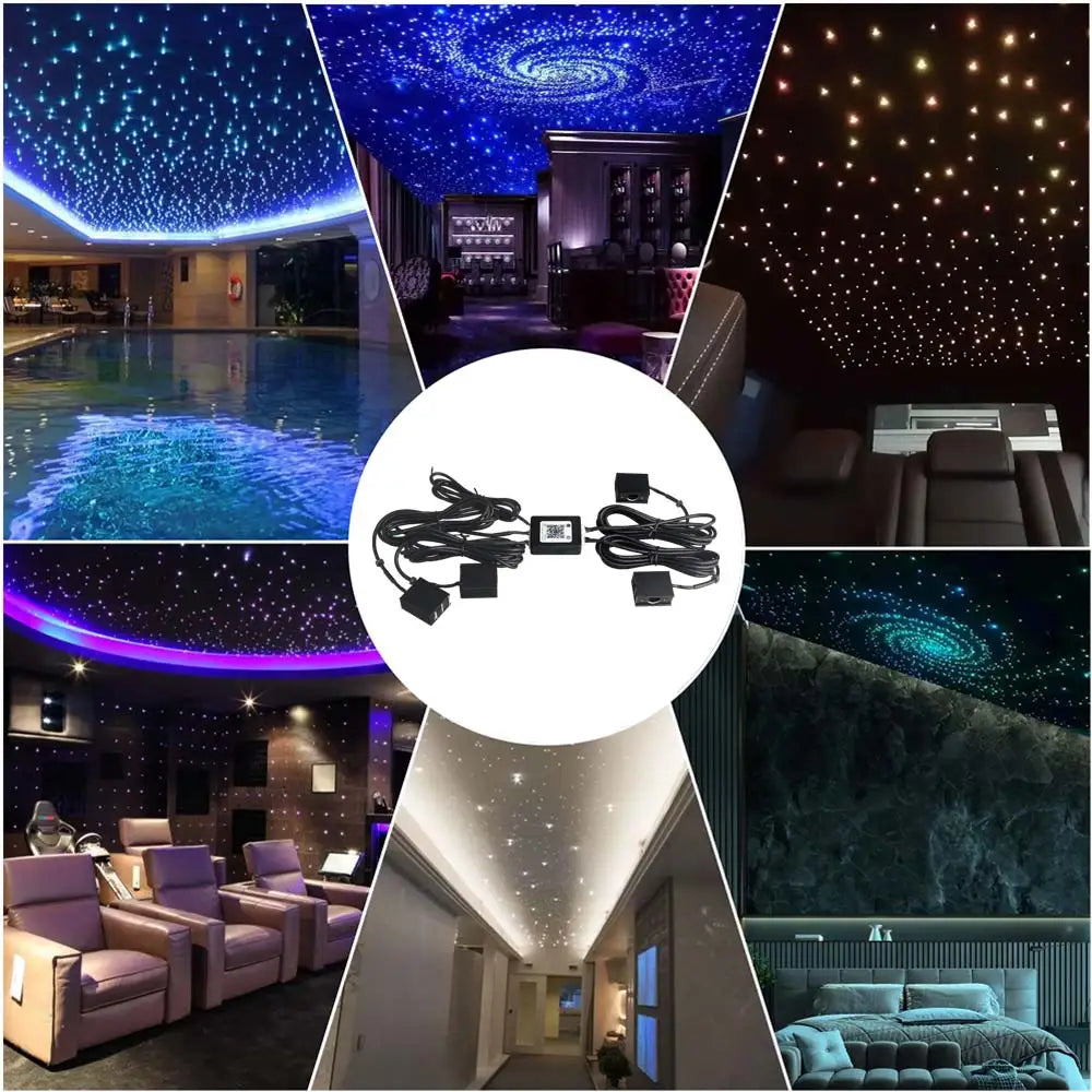 RGBW 1/2/4/6/8 split machine 2400x household car roof starry sky light kit roof fiber optic ceiling