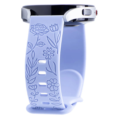 18mm 20mm 22mm Floral Engraved Band for Samsung Galaxy Watch 6/5/4 40 44 for Huawei GT 3 Pro Silicone Sport Strap 5 Pro Active 2