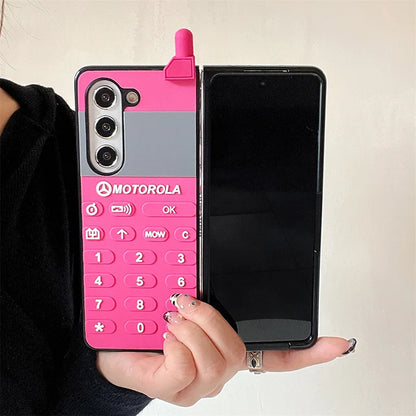 Case For Samsung Galaxy Z Flip 6 5 4 3 Z Fold 6 5 4 3 Retro Button Phone Pattern Shockproof Mobile Phone Case Cover