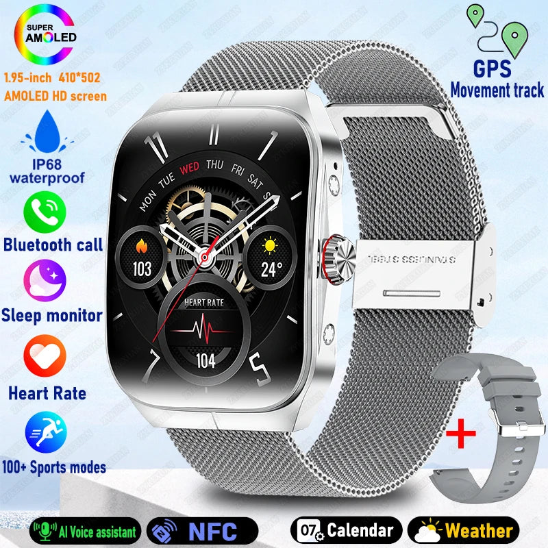 2025 New HD  AMOLED screen For OPPO Watch 4 Pro Sports Smart Watches Men GPS Track Waterproof Bluetooth Call NFC Smart Watch