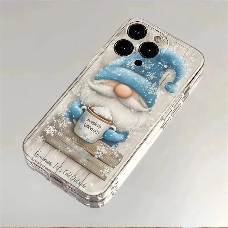 Cartoon Creative Christmas Winter Snow Gnome Cute Phone Case For iPhone 17 16 15 14 13 12 11 Pro XR Max 7 8 Plus MINI y2k Cover