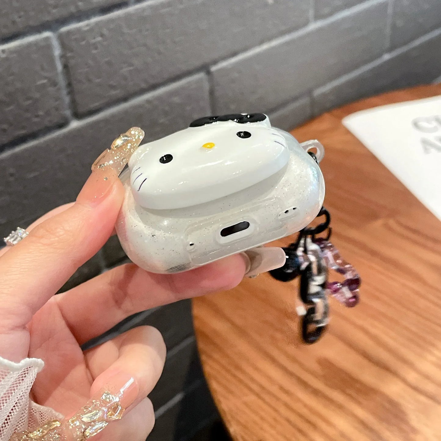 Cute Pink Black Hello KT Cat Cover for AirPods 4 Cartoon Earphone Case for Airpods Pro2 Pro 3 2 1 Protective Cover with Keychain