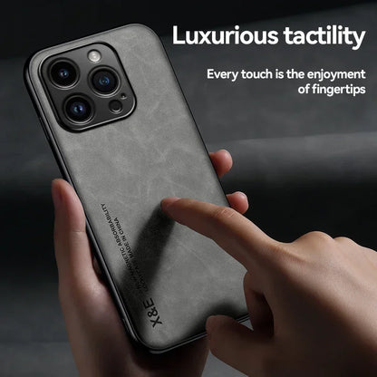Luxury Leather Case For iPhone 16 16e 15 14 13 12 11 Pro Max Plus 12 13 Mini X XS SE 8 7 Cover With Metal Plate Support Car Hold