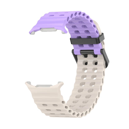 NEW Marine Silicone Strap For Samsung watch ultra 47mm Bracelet No Gaps Sport two-tone Band for Galaxy 7 ultra watchband straps