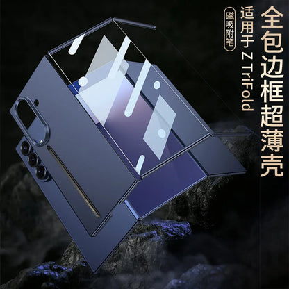 For Samsung Z Tri-Fold Phone Case Magnetic Adsorption Pen HD Shell Film Integrated Full Coverage Frame Z Tri-Fold Hard Covers