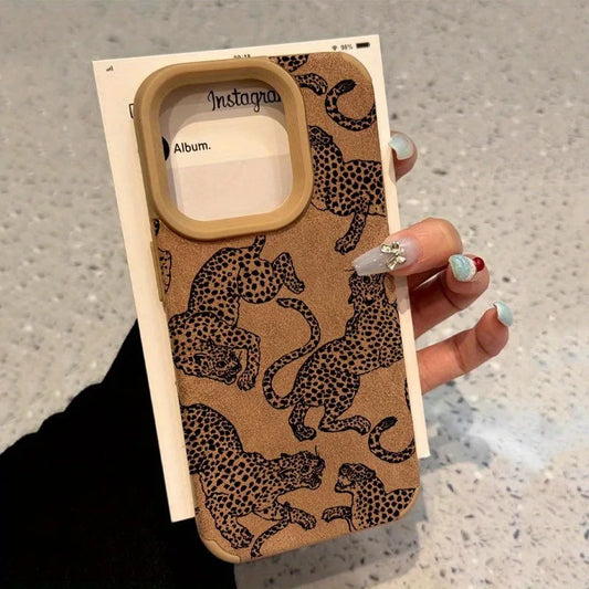 Vivid Leopard Pattern Bonded Leather Phone Case For iPhone 17 16 15 14 Pro Max 13 12 11 XS XR X 16 Plus Shockproof Bumper Cover
