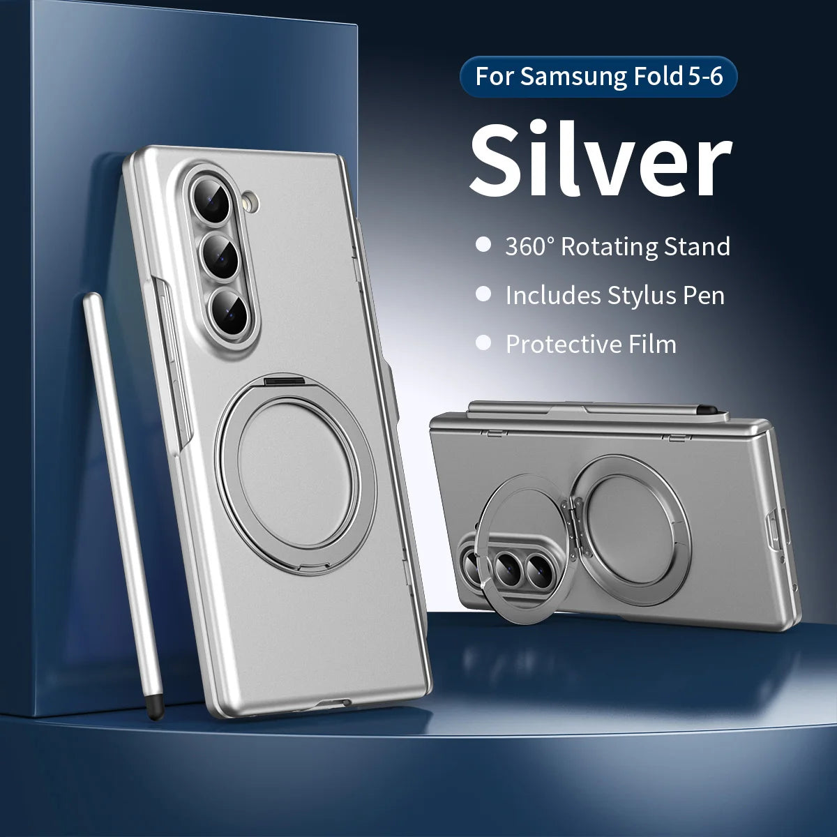 With Protector Glass For Samsung Galaxy Z Fold 7 6 5 4 3 TriFold Case Magnetic wireless charging Cover Shockproof Armor Film Pen