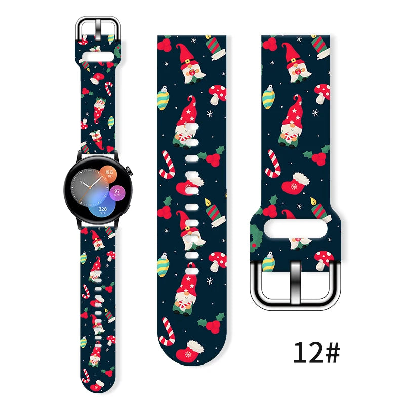 20mm Christmas 6 Strap for Samsung Galaxy Watch 7/6/5 40mm 44mm Band Replaceable Bracelet for Xiaomi Huawei Amazfit Watchband