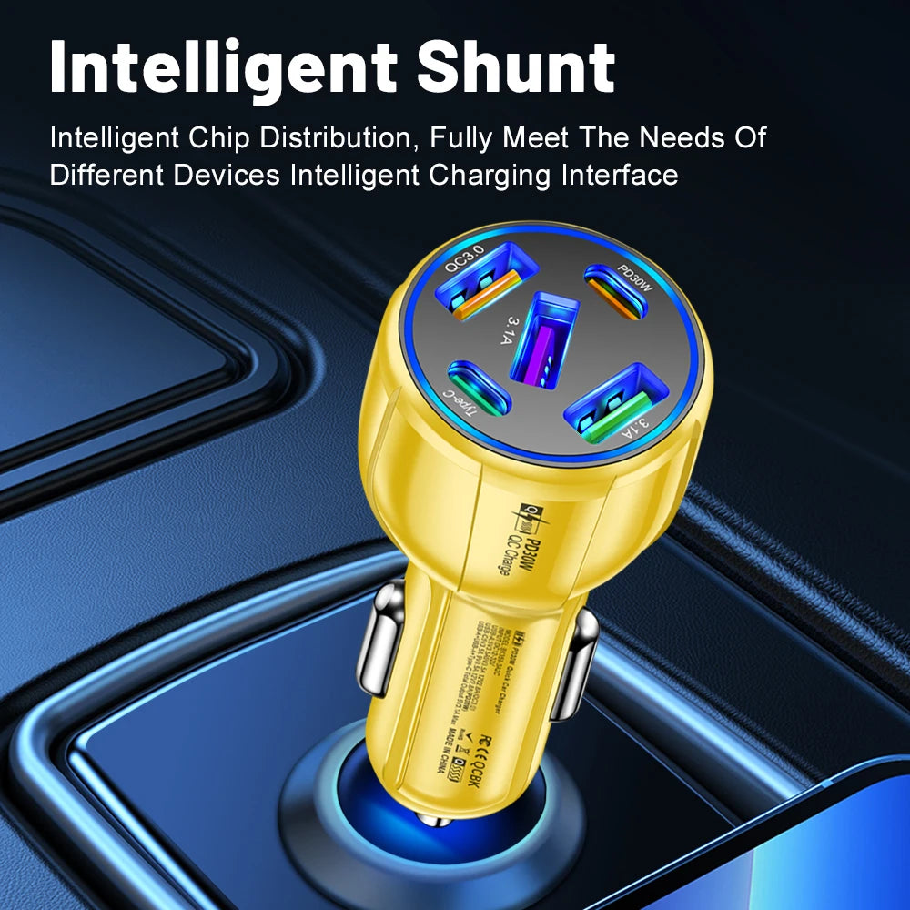 3 Ports PD Car Charger 90W Fast Charging USB QC3.0 Type C Car Phone Charger For iphone 15 Samsung Huawei Xiaomi Adapter in Car