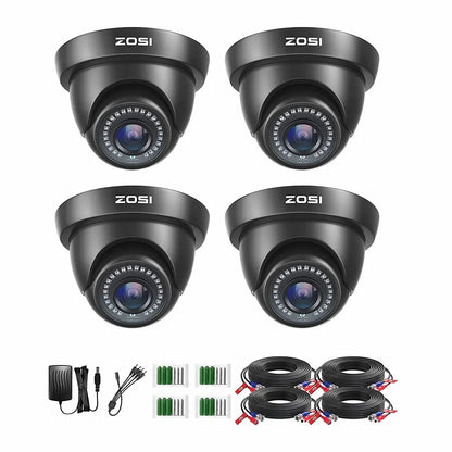 ZOSI 4Pack 2.0MP HD 1080P Security Cameras Kit Indoor Outdoor Home CCTV Dome Surveillance Camera for HD-TVI Analog DVR System