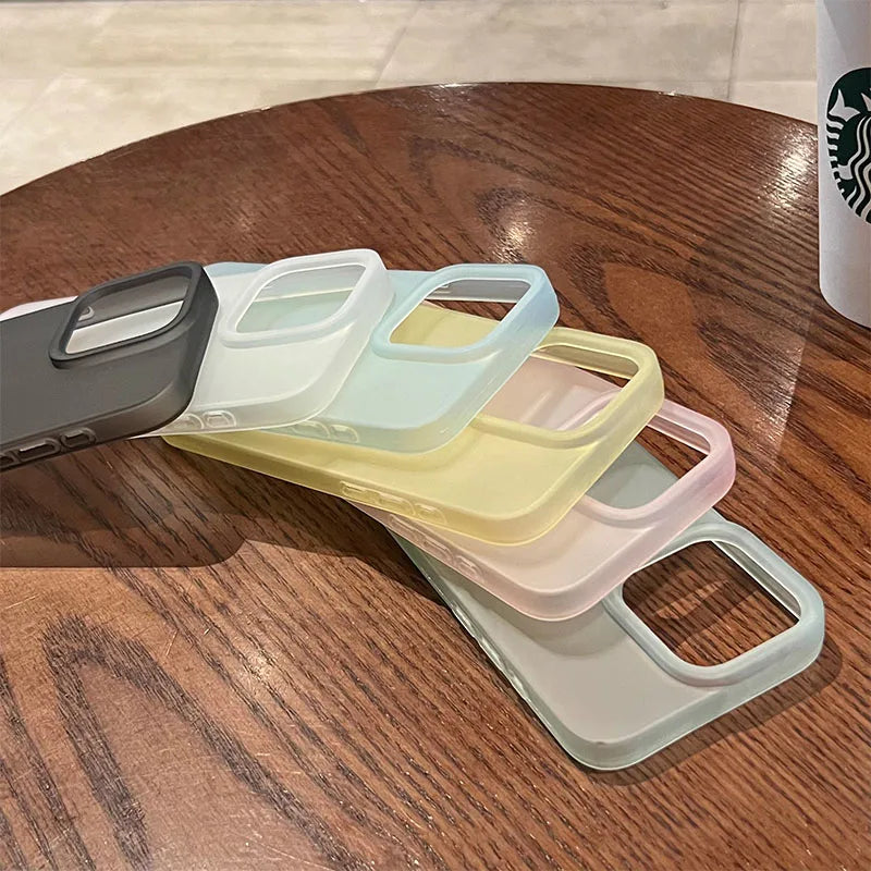 Soft Matte Candy Transparent Phone Case For iPhone 11 12 13 14 15 16 Pro Max Plus X Xs Max XR Shockproof Silicone Bumper Cover