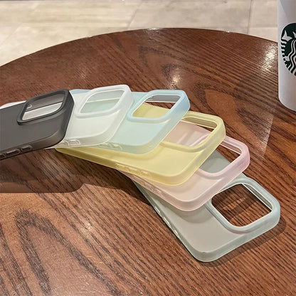 Soft Matte Candy Transparent Phone Case For iPhone 11 12 13 14 15 16 Pro Max Plus X Xs Max XR Shockproof Silicone Bumper Cover