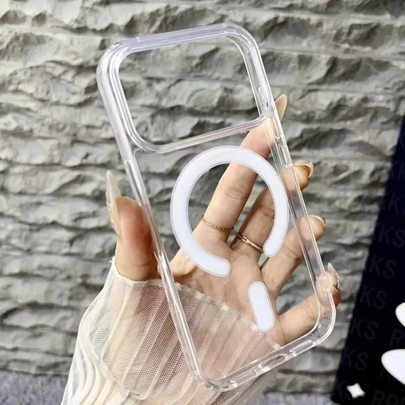 For iPhone 17 ProMax Transparent For Magsafe Magnetic Case for iPhone 17 16 15 14 13 12 11 X XR XS Max Pro Plus Shockproof Cover