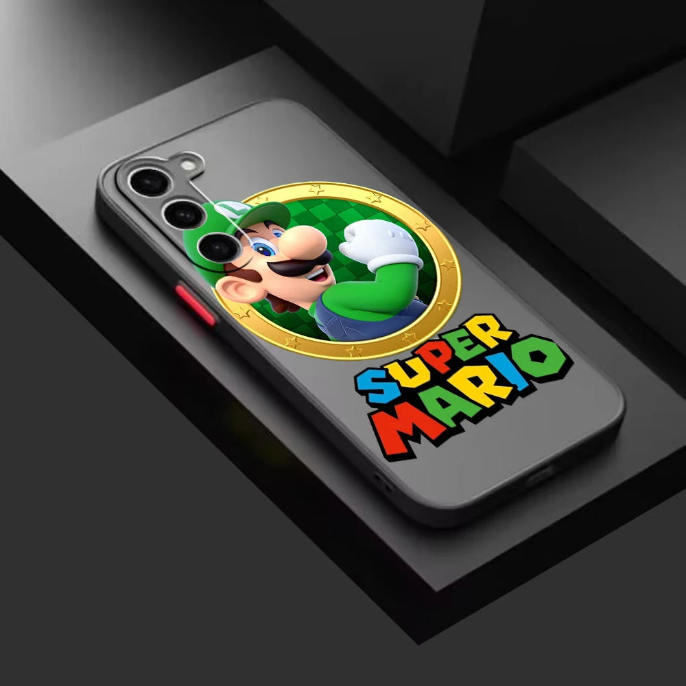 Fun Magic Super M-Marios Frosted Translucent For Samsung Galaxy S24 S23 S22 S21 S20 FE S10 S9 S8 Plus Ultra Pro 5G Cover